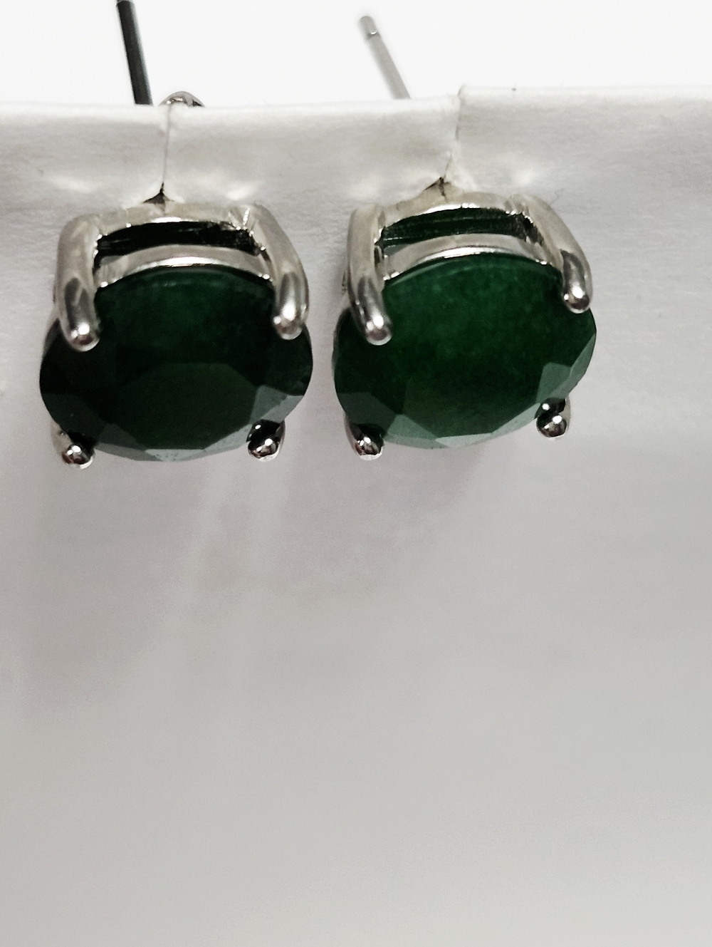 4.00ct Emerald Solitaire Sterling Silver Stud Earrings NEW - Picture 7 of 13